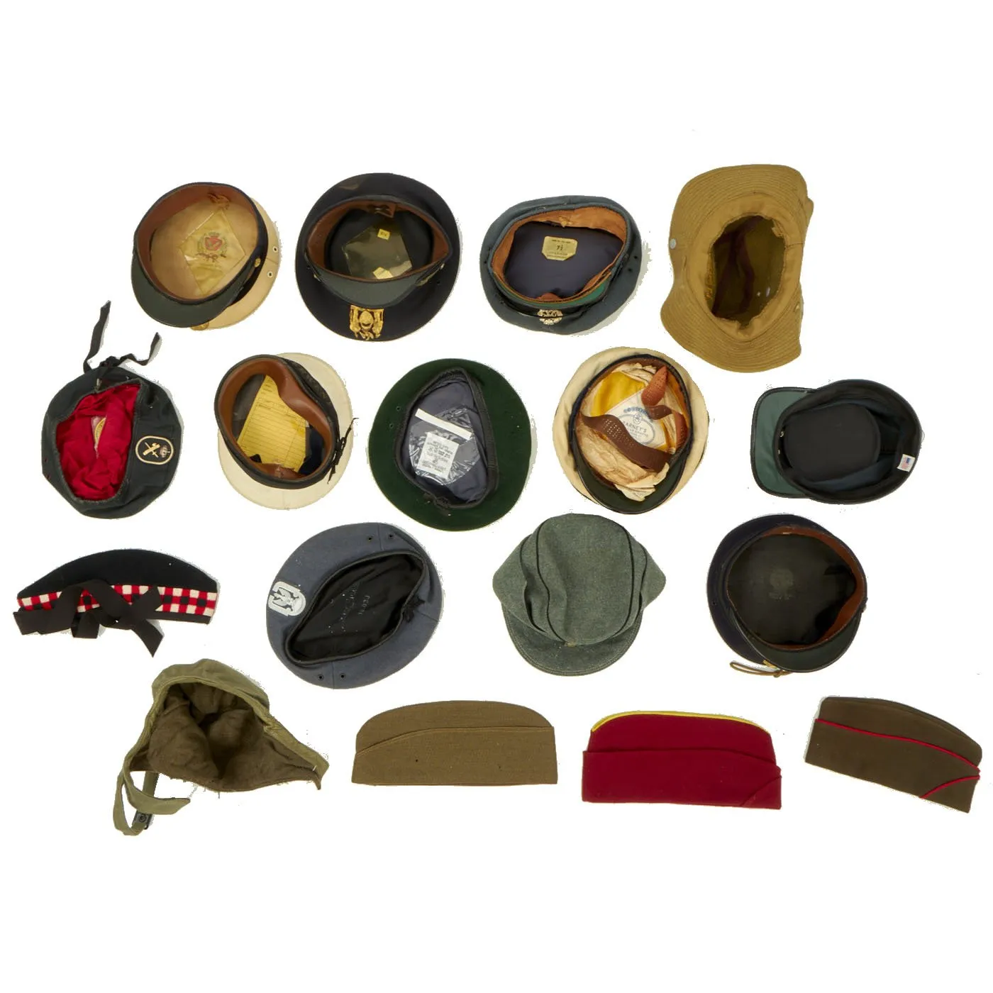 Original WWII to Cold War Military Hat Collection - Set of 20