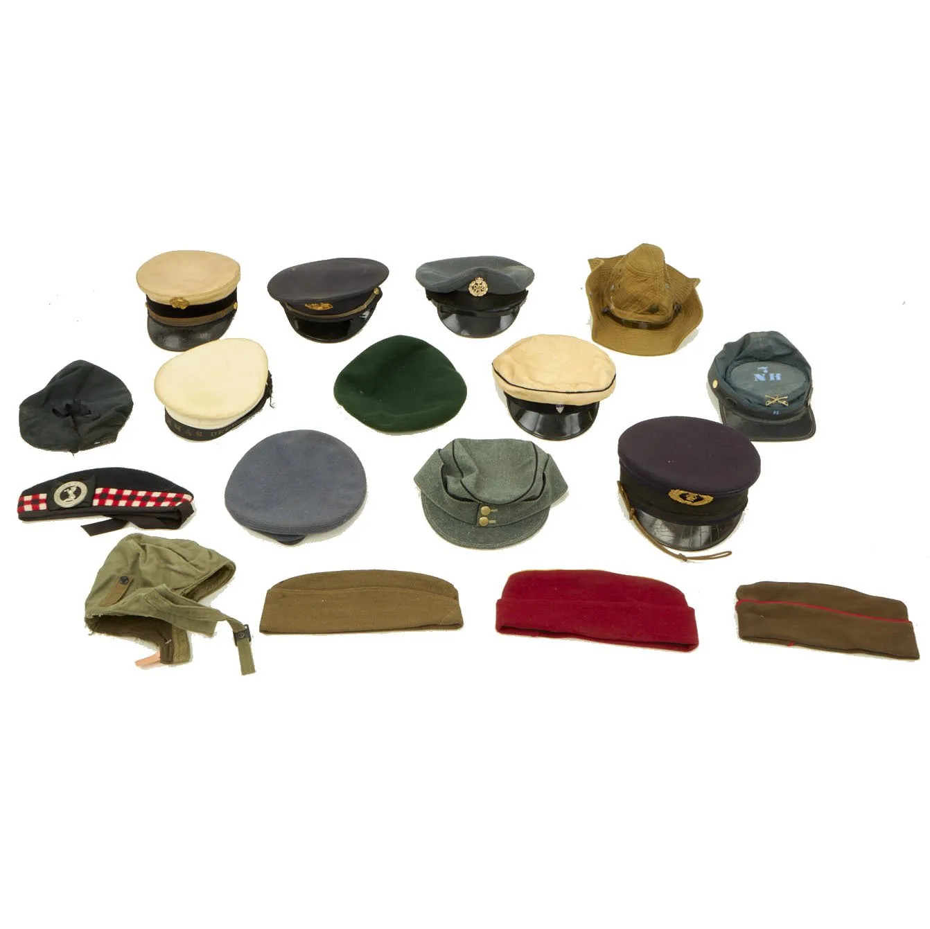 Original WWII to Cold War Military Hat Collection - Set of 20