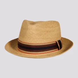 Oslo | Mens Woven Raffia Braid Fedora Hat with Striped Band