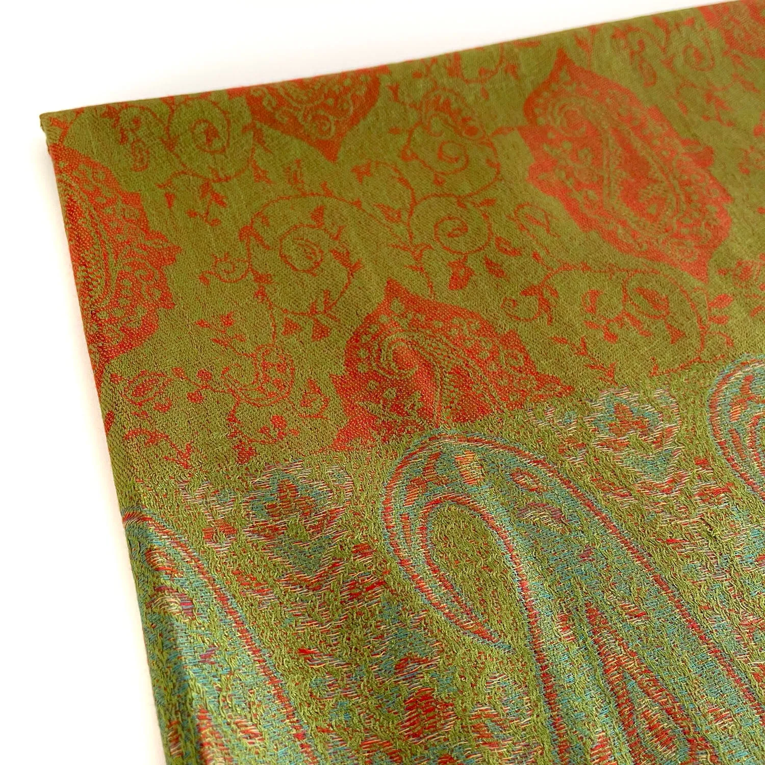 PAISLEY PRINT GREEN LIGHTWEIGHT PASHMINA SHAWL SCARF