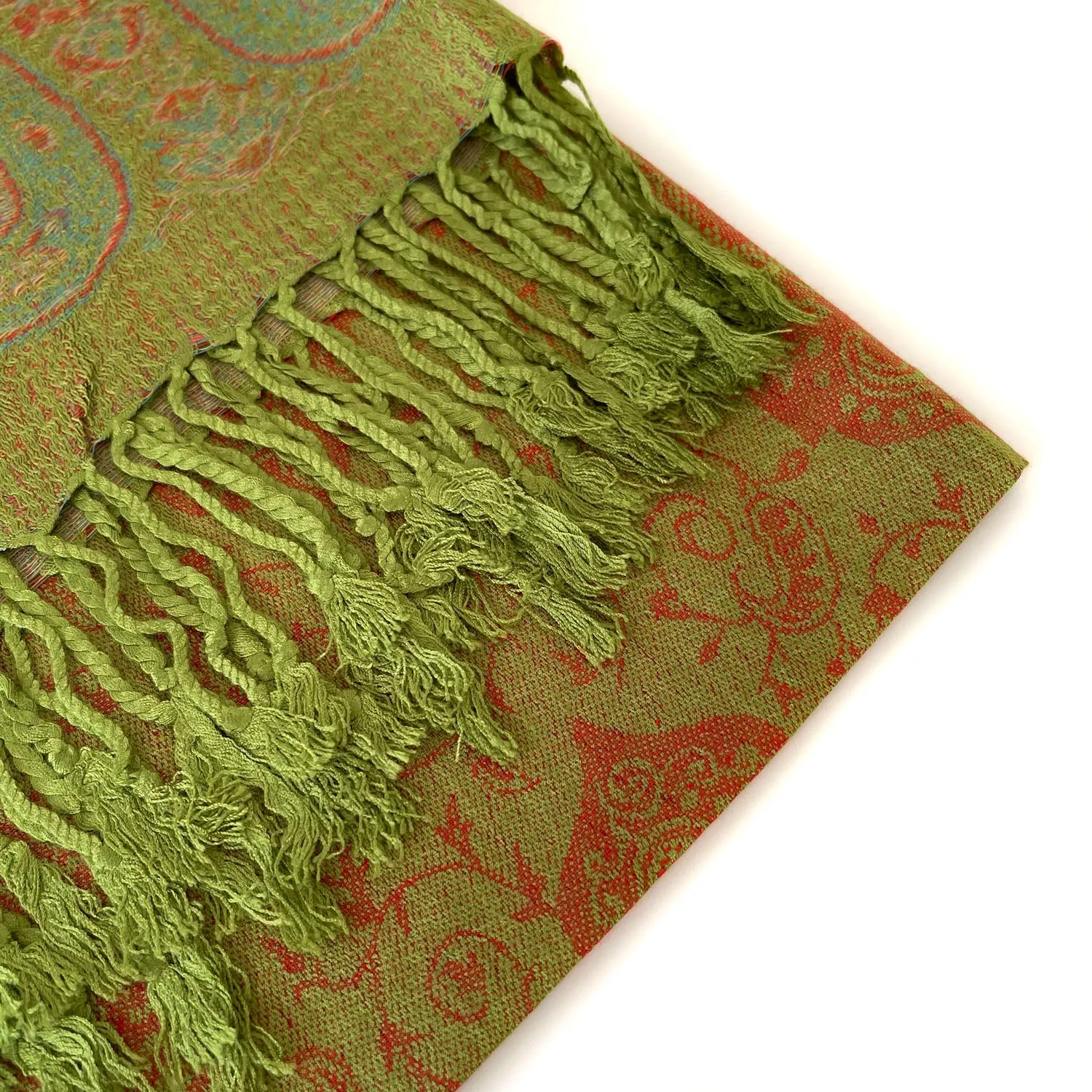 PAISLEY PRINT GREEN LIGHTWEIGHT PASHMINA SHAWL SCARF