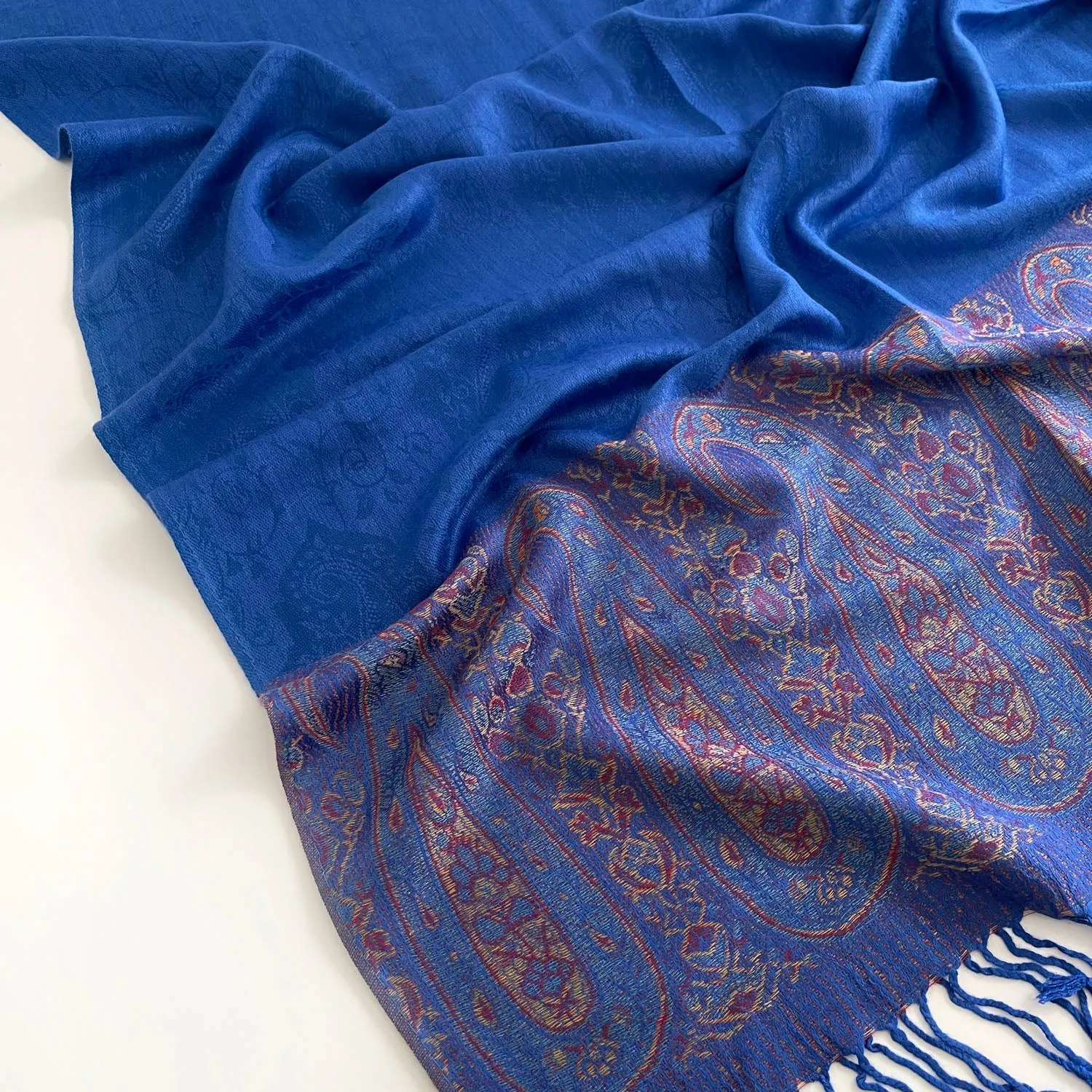 PAISLEY PRINT ROYAL BLUE LIGHTWEIGHT PASHMINA SHAWL SCARF