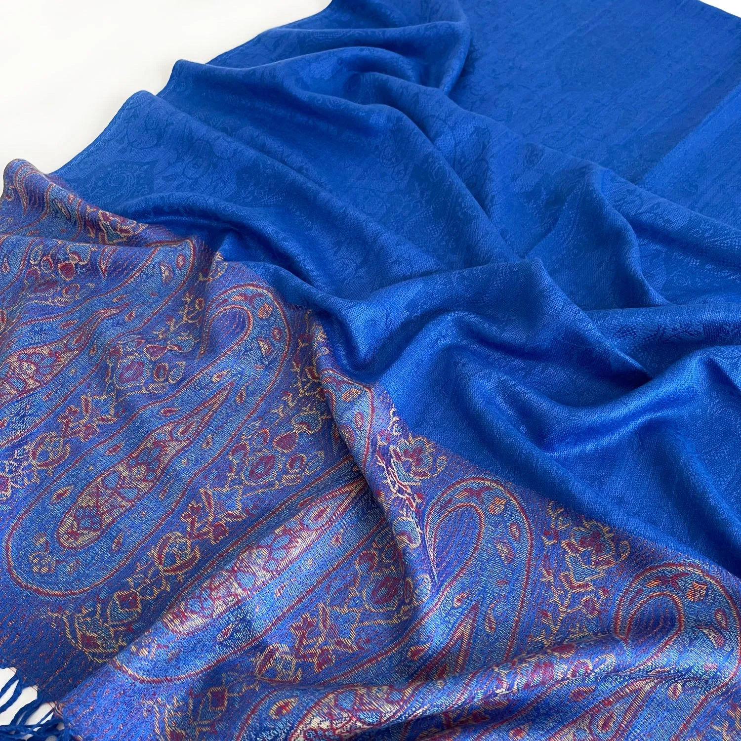 PAISLEY PRINT ROYAL BLUE LIGHTWEIGHT PASHMINA SHAWL SCARF