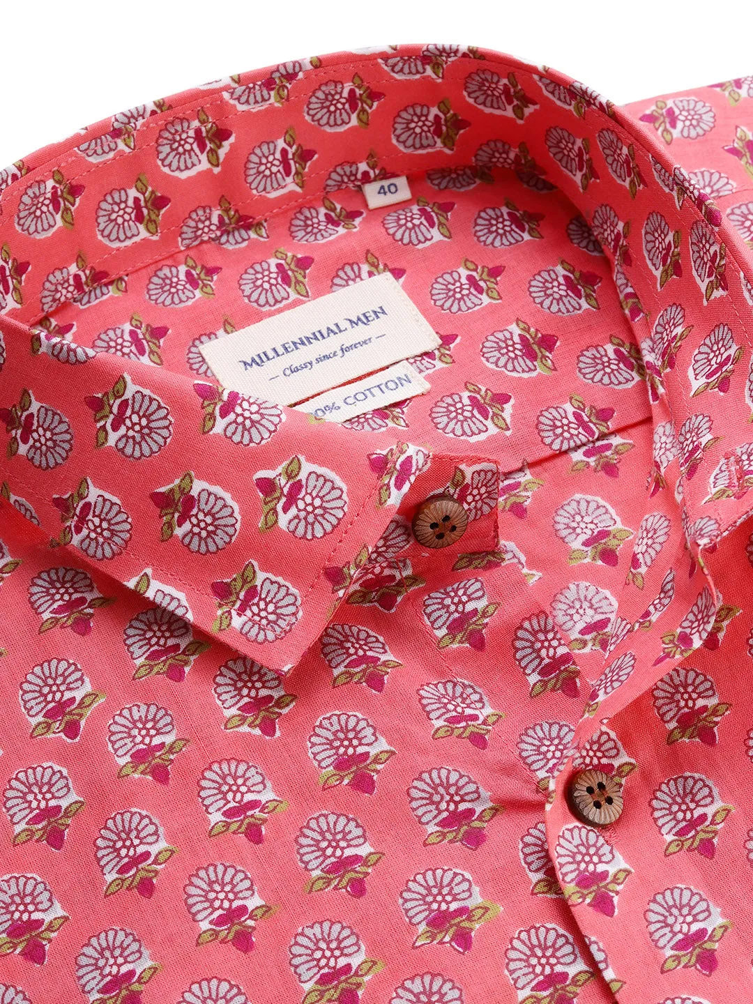 Pink Cotton Full Sleeves Shirts For Men-Mmf0235