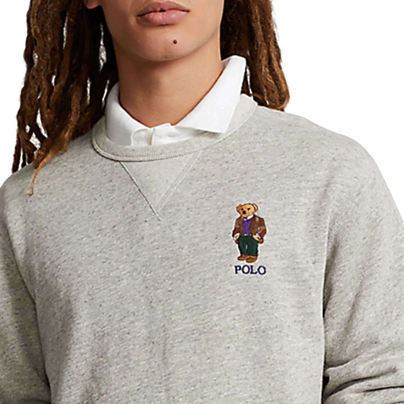 Polo Ralph Lauren Long Sleeve Vintage Fleece (Heather) Novelty Bear Crewneck Sweatshirt 710920438001