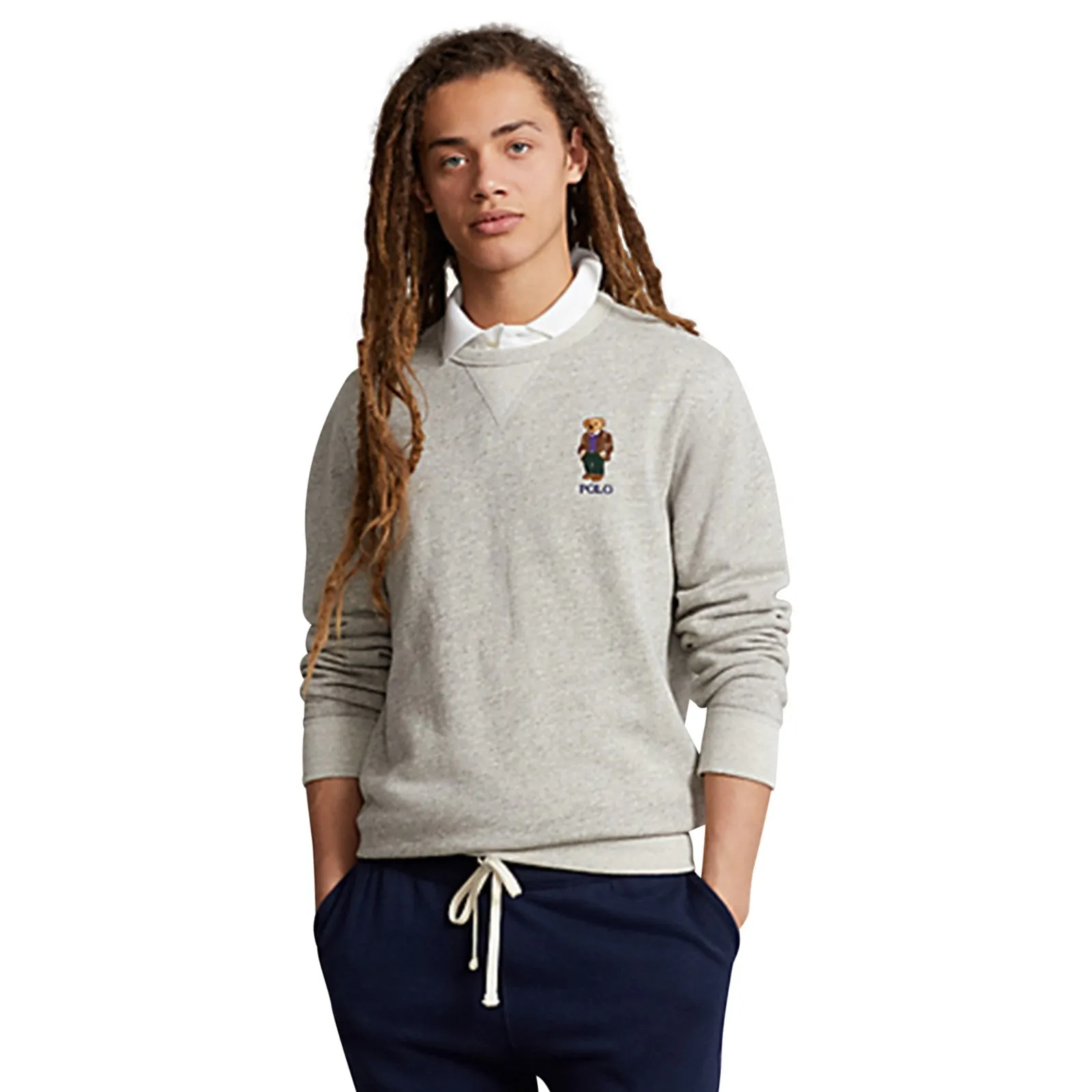 Polo Ralph Lauren Long Sleeve Vintage Fleece (Heather) Novelty Bear Crewneck Sweatshirt 710920438001