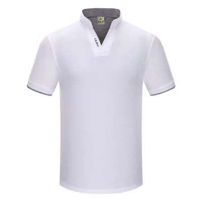 Q.E.J New 2016 Brand Solid Color Stand collar polo Shirt Summer  Men Casual Short-sleeve Slim Fit Men Polo Shirt Clothing