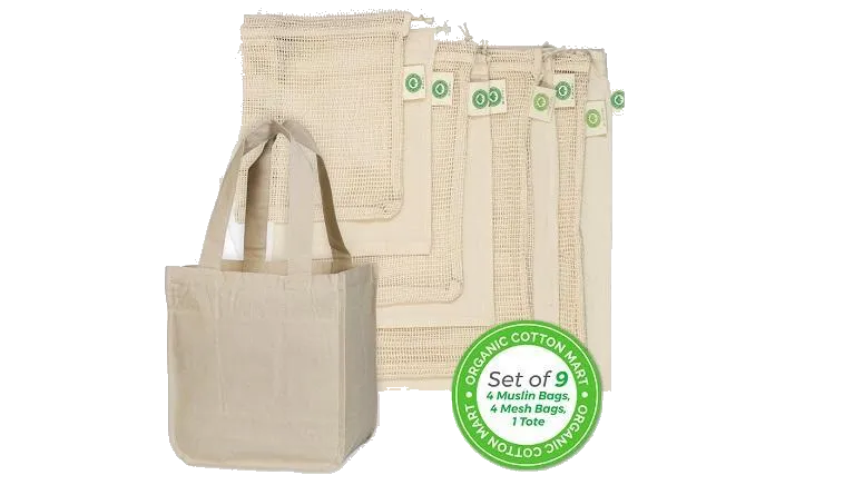 Reusable Farmer's Market Bags Set - 9 Pieces