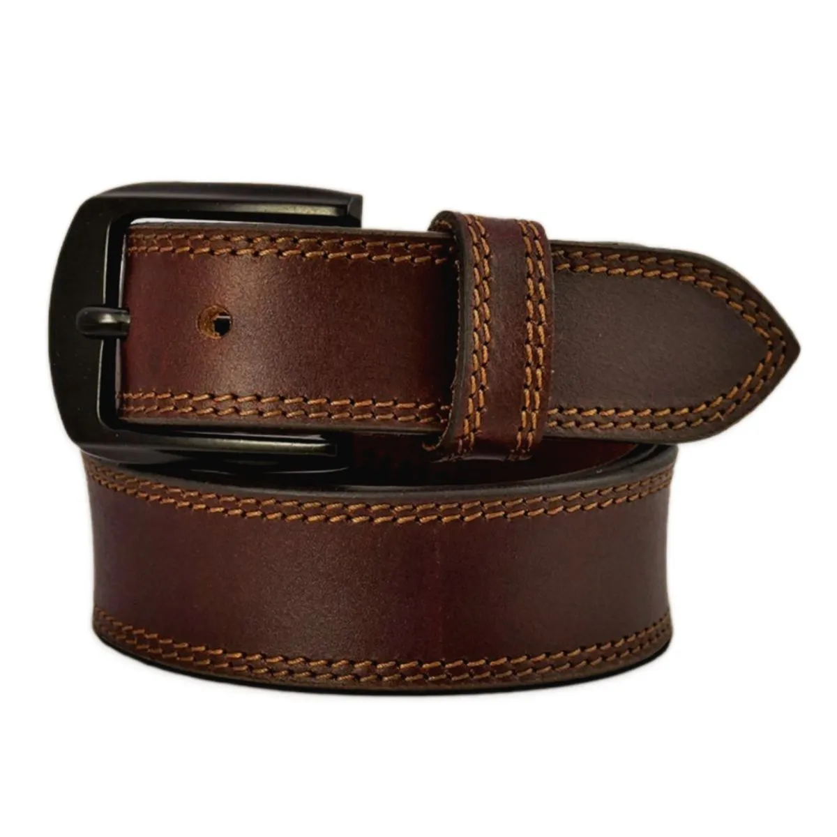 SD1001 Men's Genuine Buff Leather Casual & Dress Belt Heavy Duty Belts for Men Also for Big & Tall