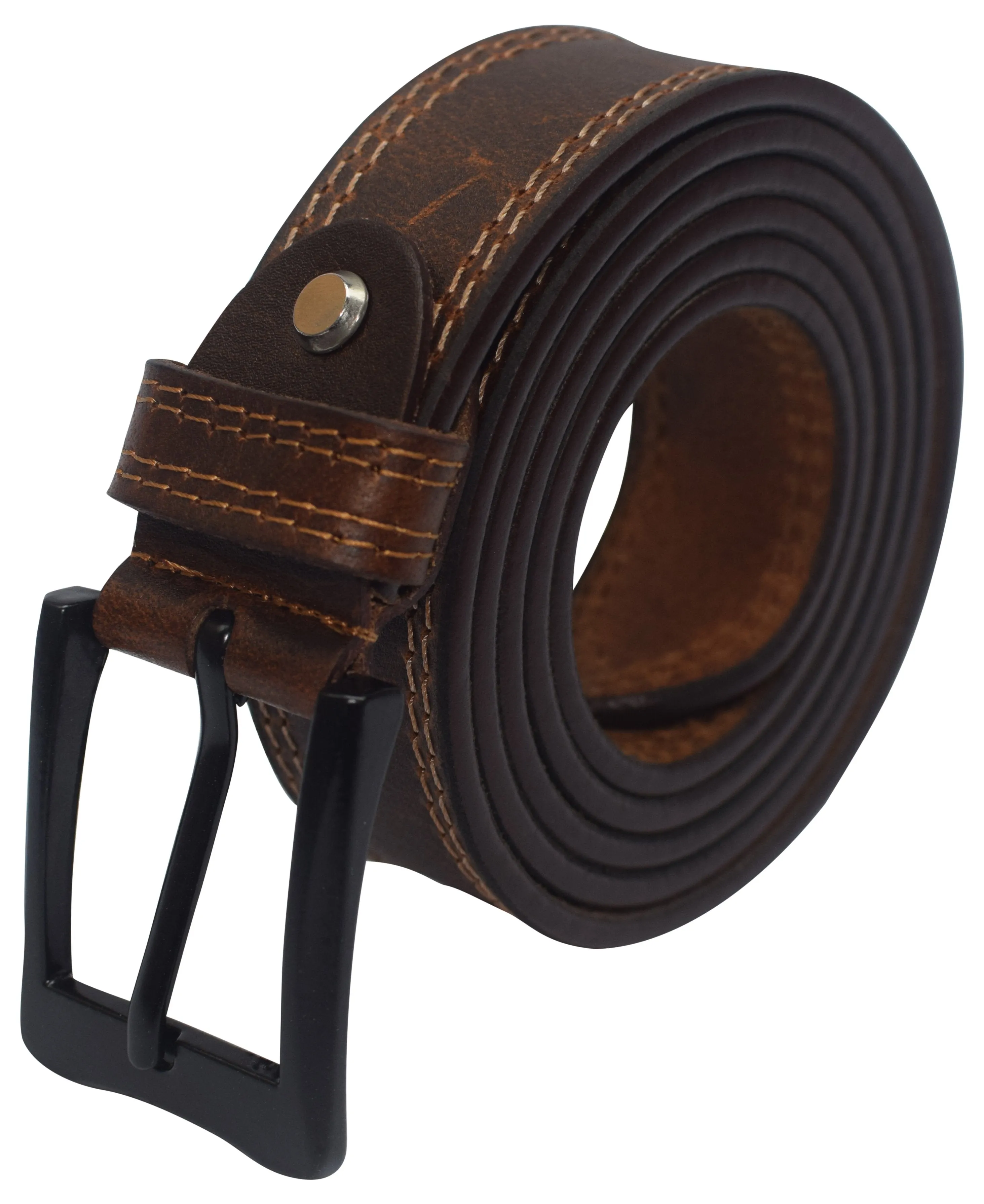 SD1001 Men's Genuine Buff Leather Casual & Dress Belt Heavy Duty Belts for Men Also for Big & Tall