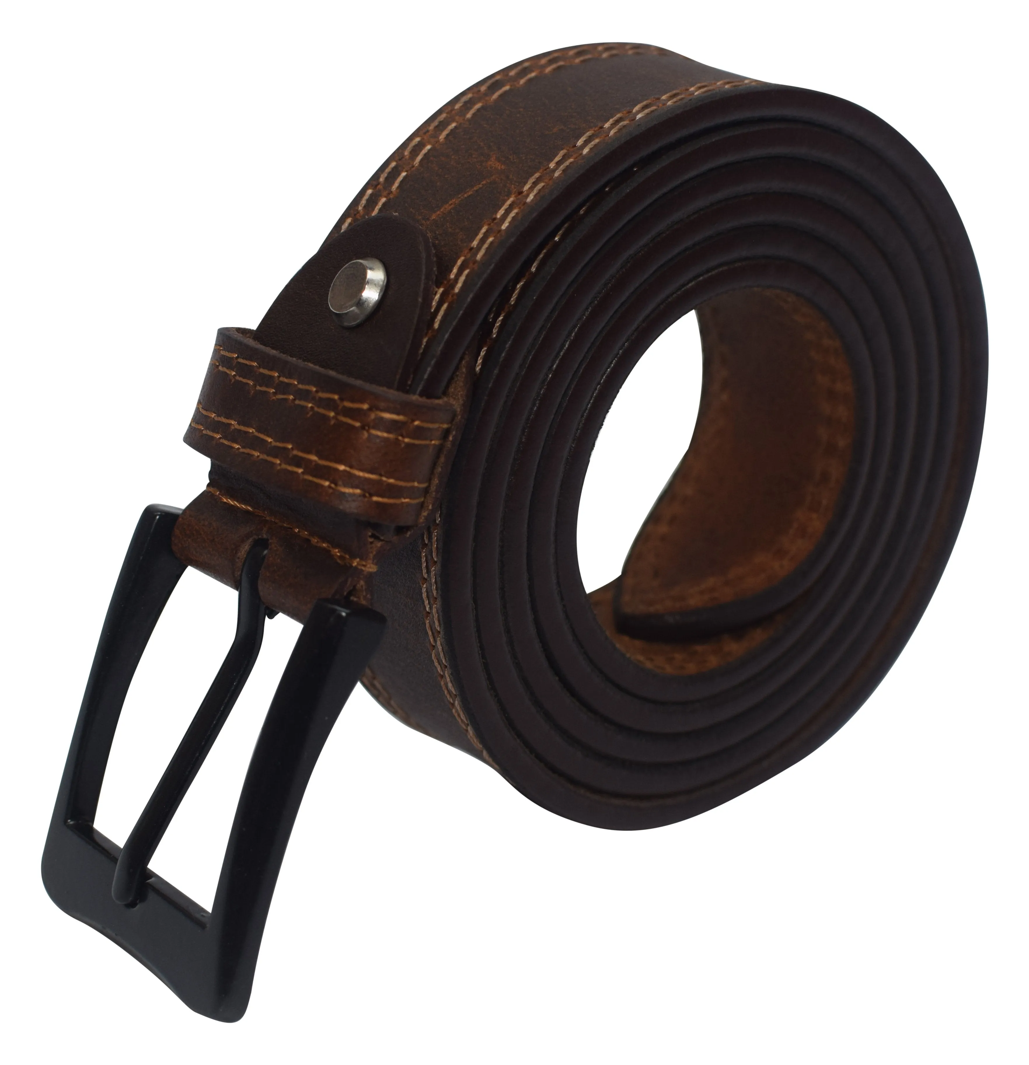 SD1001 Men's Genuine Buff Leather Casual & Dress Belt Heavy Duty Belts for Men Also for Big & Tall