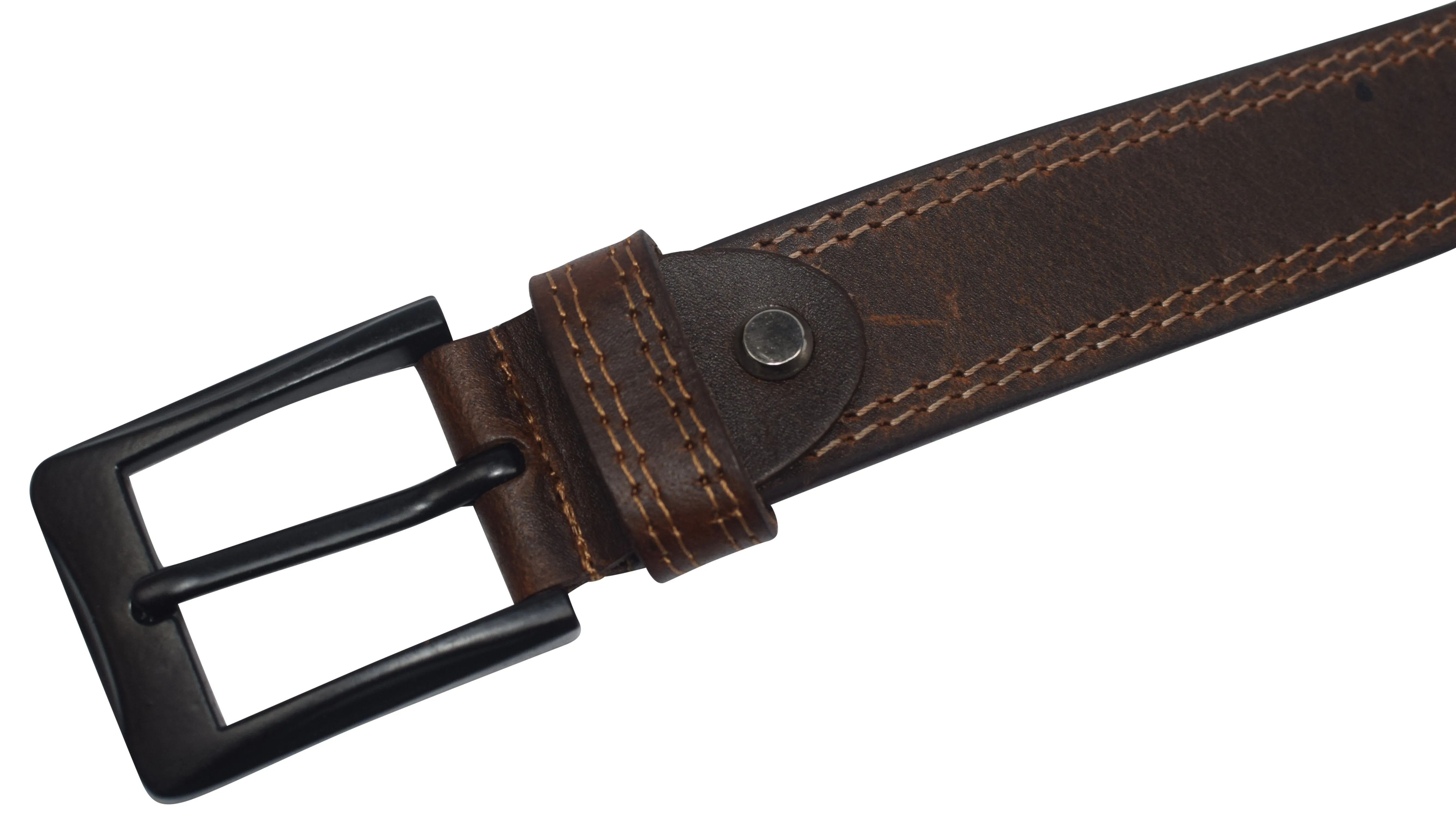 SD1001 Men's Genuine Buff Leather Casual & Dress Belt Heavy Duty Belts for Men Also for Big & Tall