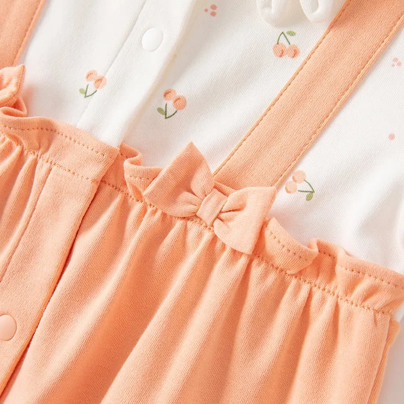 Smiley Rabbit New Born Baby Girl Orange Romper