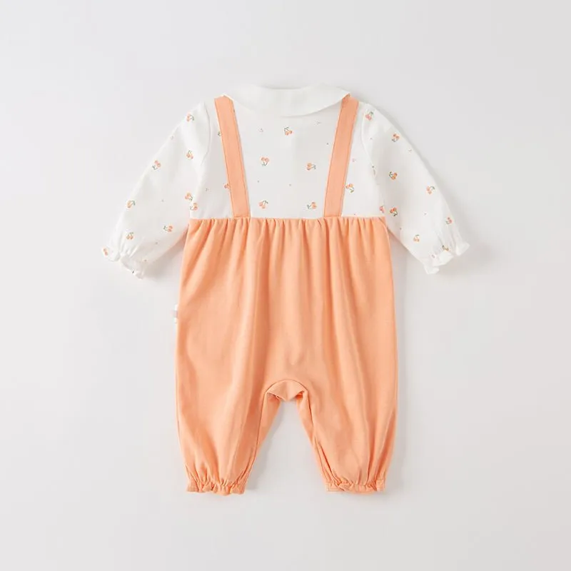 Smiley Rabbit New Born Baby Girl Orange Romper