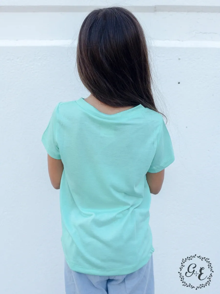 Southern Grace Girl's Tangled V-Neck Basics, Mint