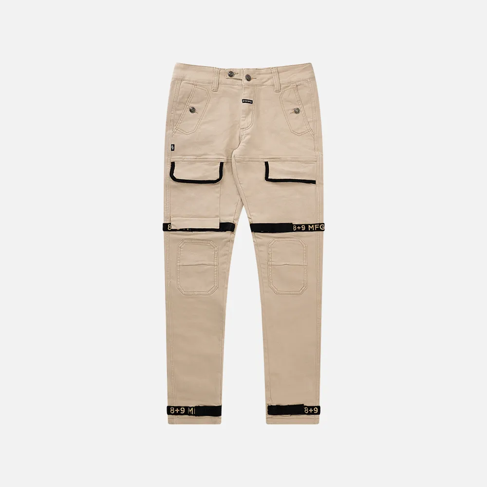 Strapped Up Slim Denim Jeans Sand