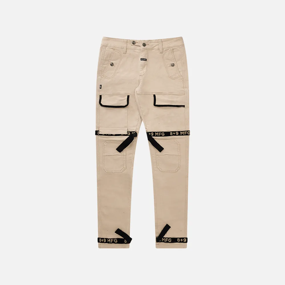 Strapped Up Slim Denim Jeans Sand