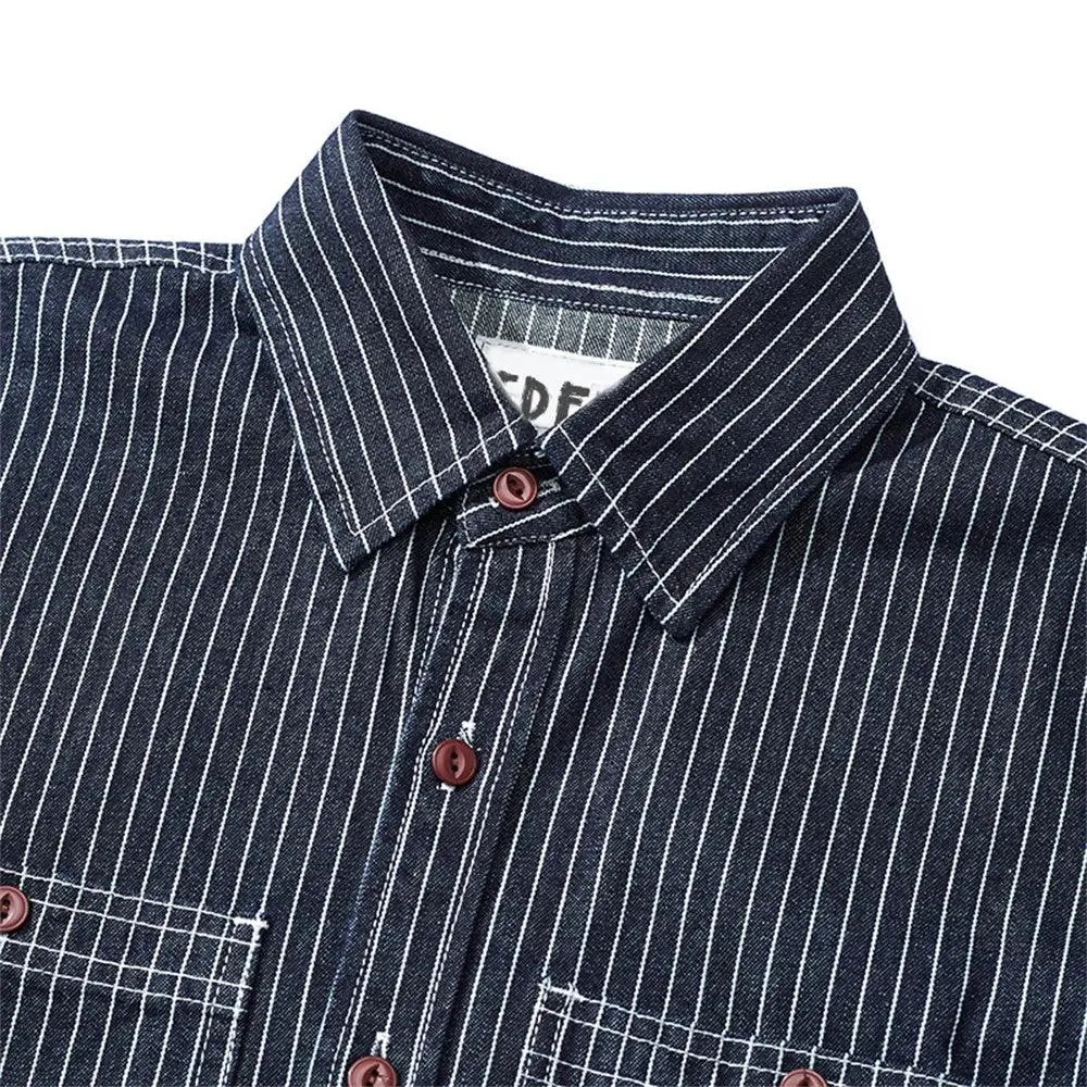 STRIPED LONG-SLEEVED DENIM SHIRT SAKAKAWEA