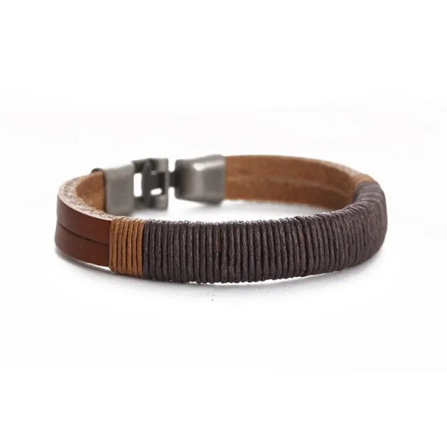 Surfer Leather Men Wristband