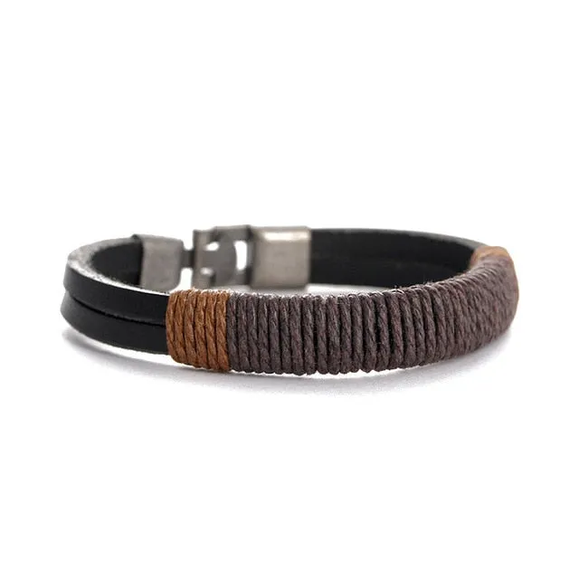 Surfer Leather Men Wristband