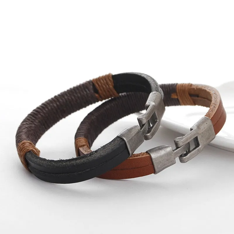 Surfer Leather Men Wristband