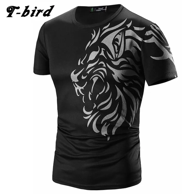 T Shirt Men 2017 Brand Short Sleeve Hip Hop Male  T-Shirts Mens Tattoo Printing Casual Mens Funny Tshirt Slim Tee Tops 3XL