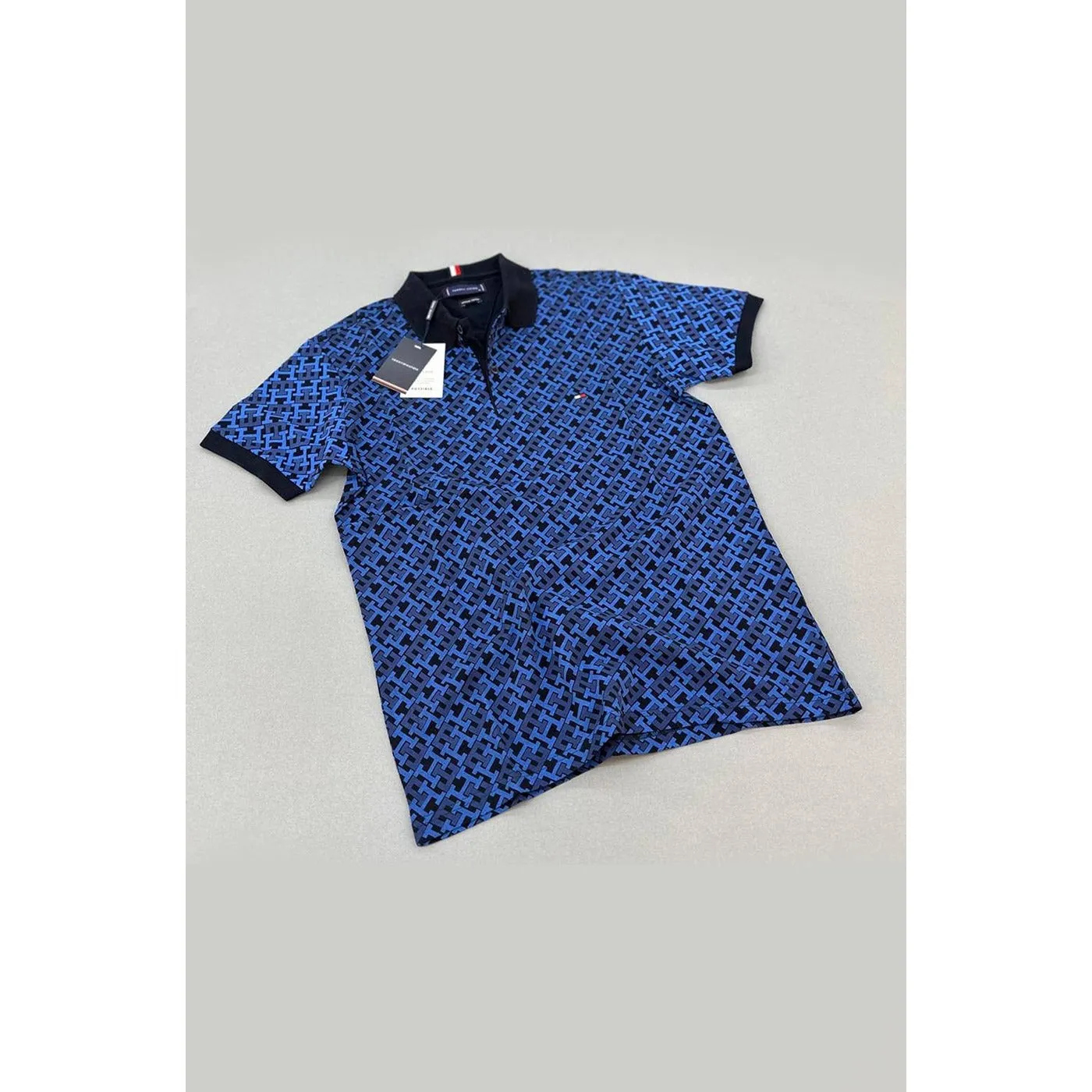 TH Blue Monogram Print Regular Polo