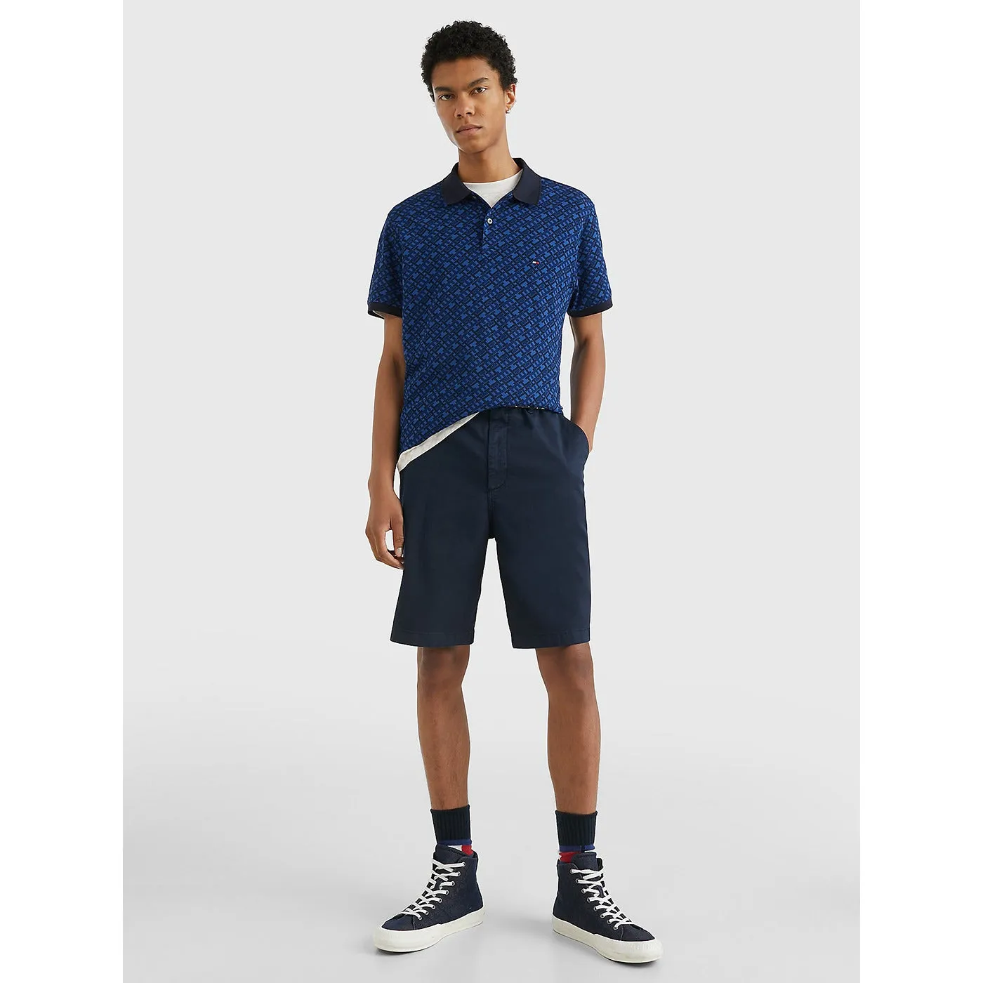 TH Blue Monogram Print Regular Polo