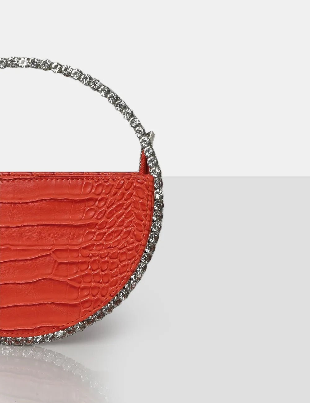 The Alessia Orange Circle Diamante Mini Handbag