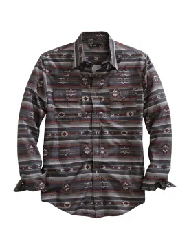 Tin Haul Mens Grey 100% Cotton Aztec Serape L/S Shirt