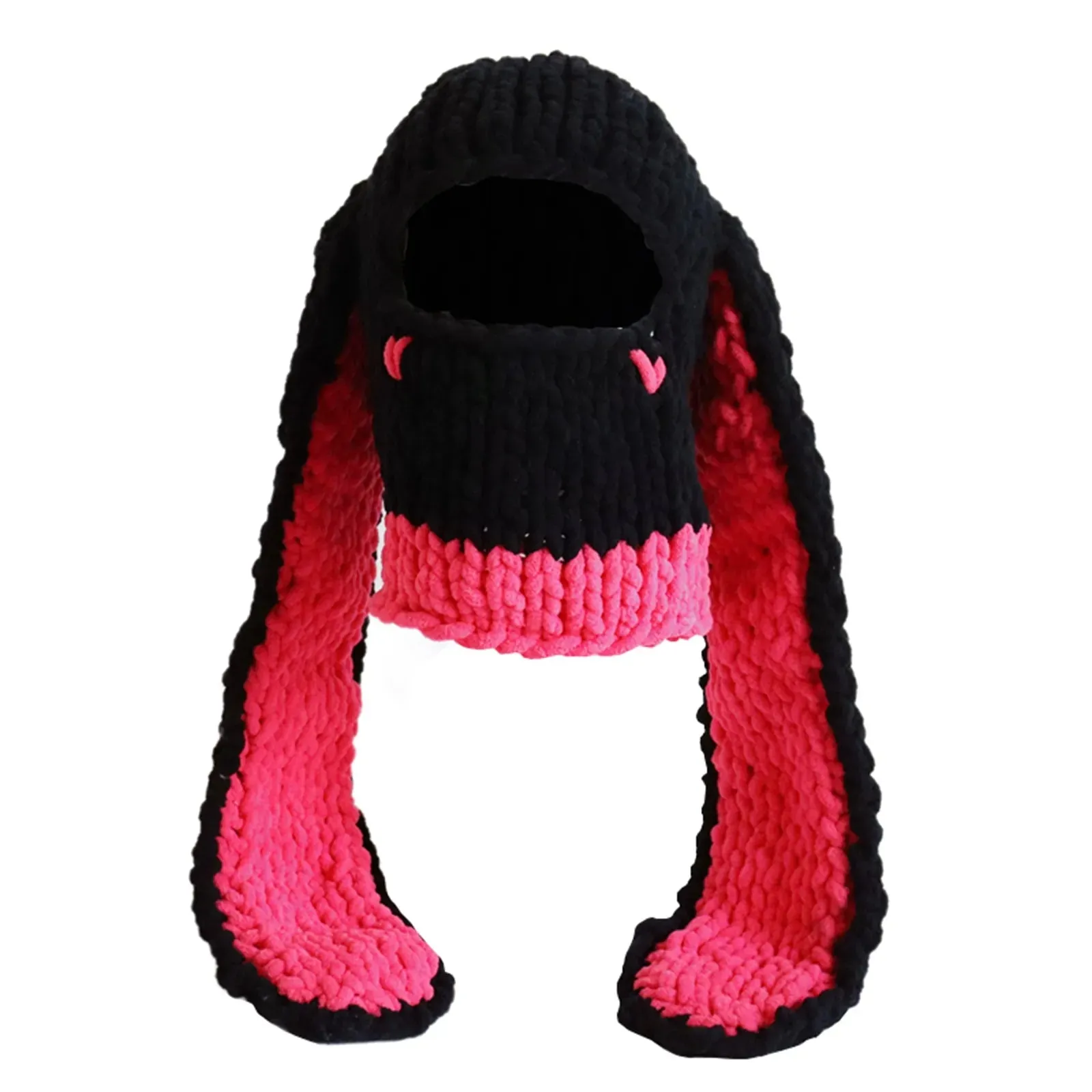 Trendy Knit Bunny Ears Face Cover Mask