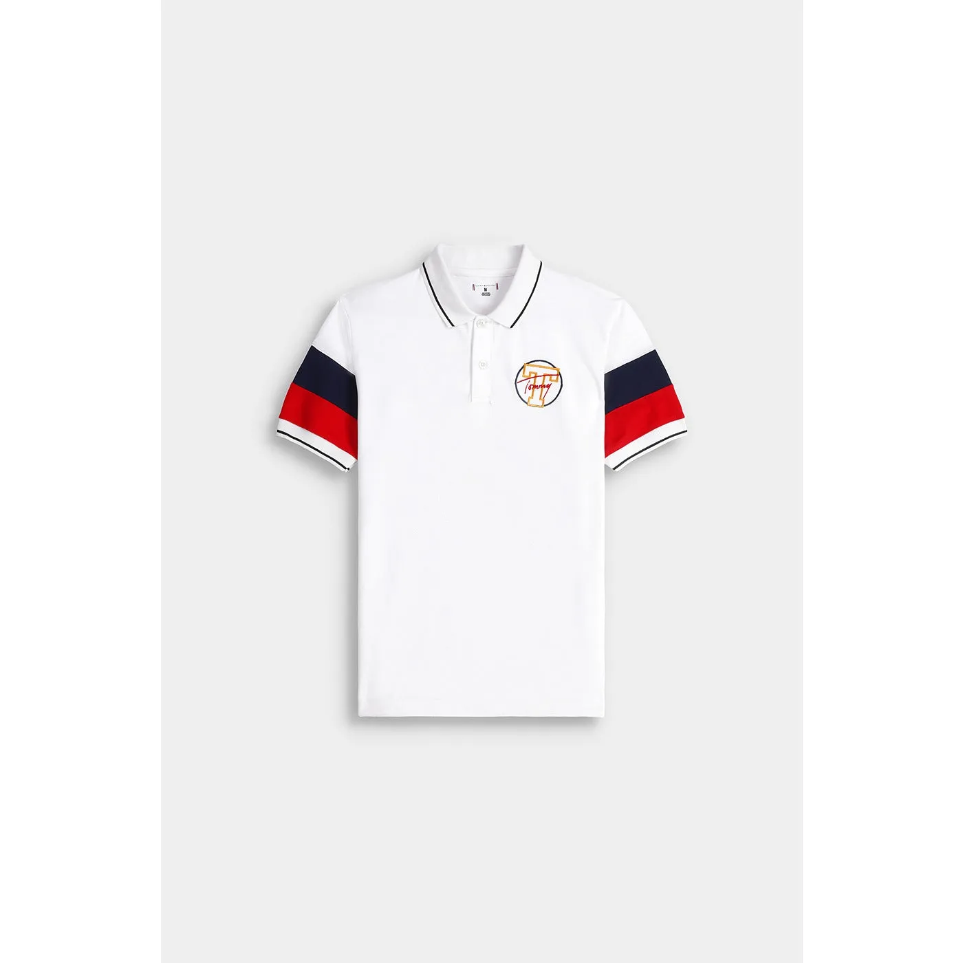 White Contrast Sleeves Polo