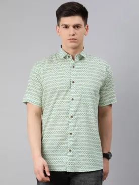 White Cotton Short Sleeves Shirts For Men-Mmh034