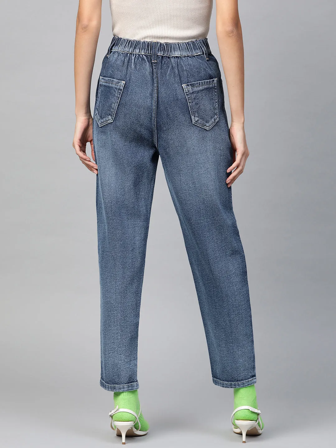 Women Blue Vintage Distress Jeans