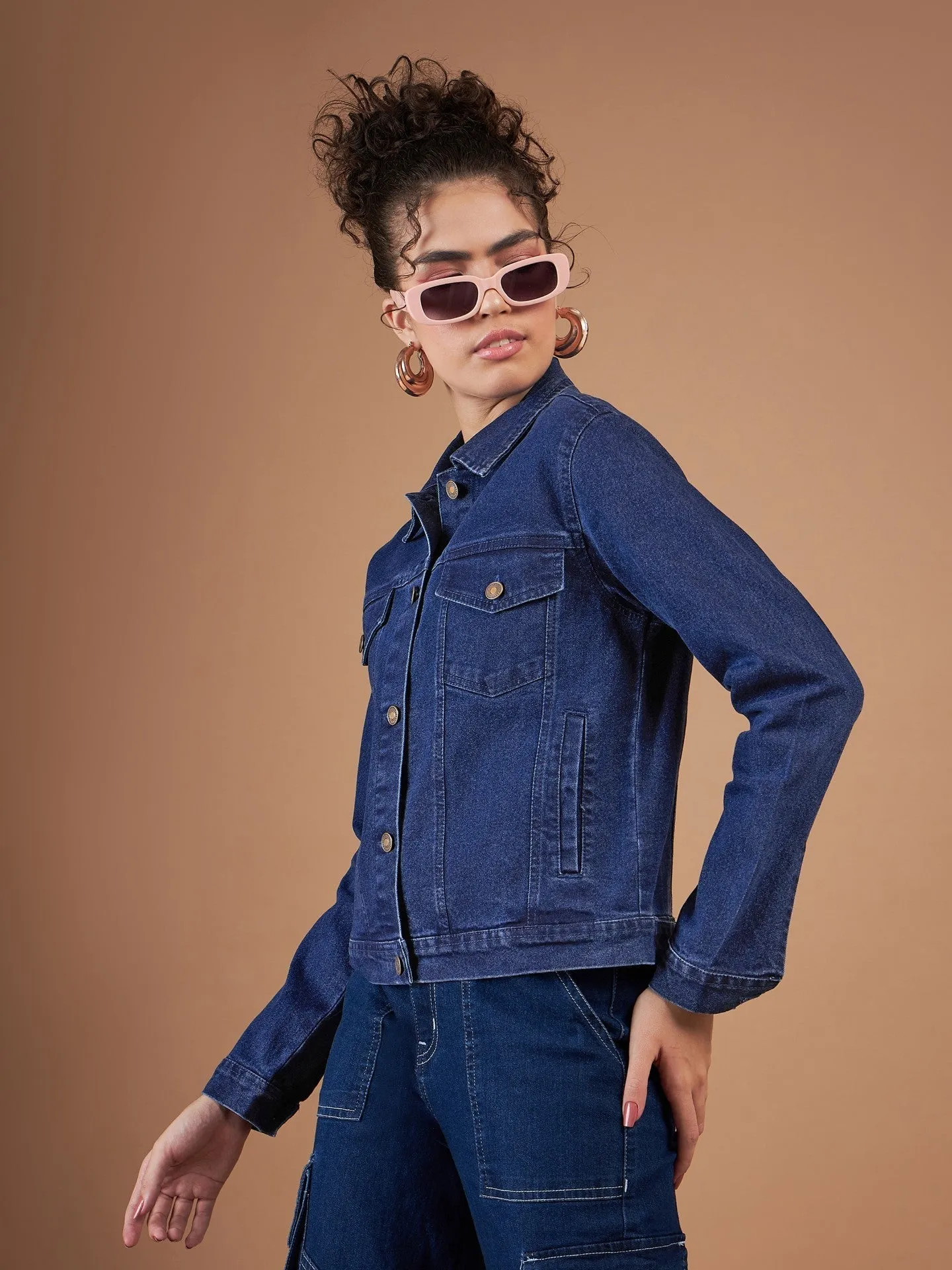 Women Classic Blue Denim Regular Jacket