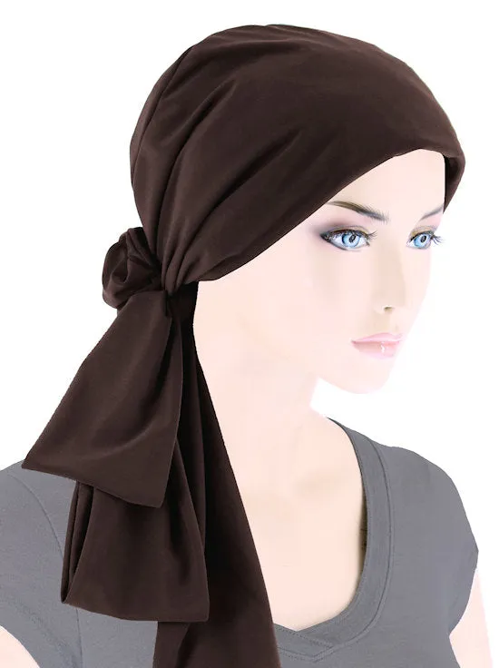 WPS-875#Head Wrap Scarf Brown Jersey